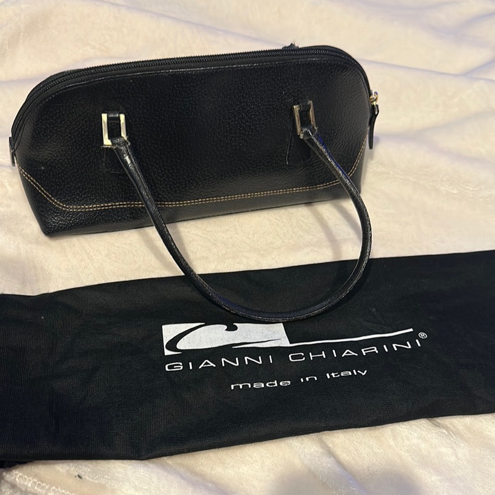 Gianni Chiarini black pebbled leather handbag